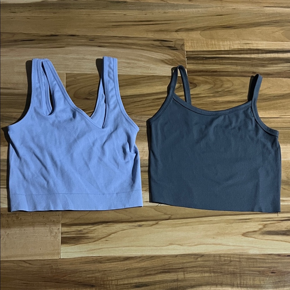 Target Women's Tank Tops - Light Blue and Dark Gray